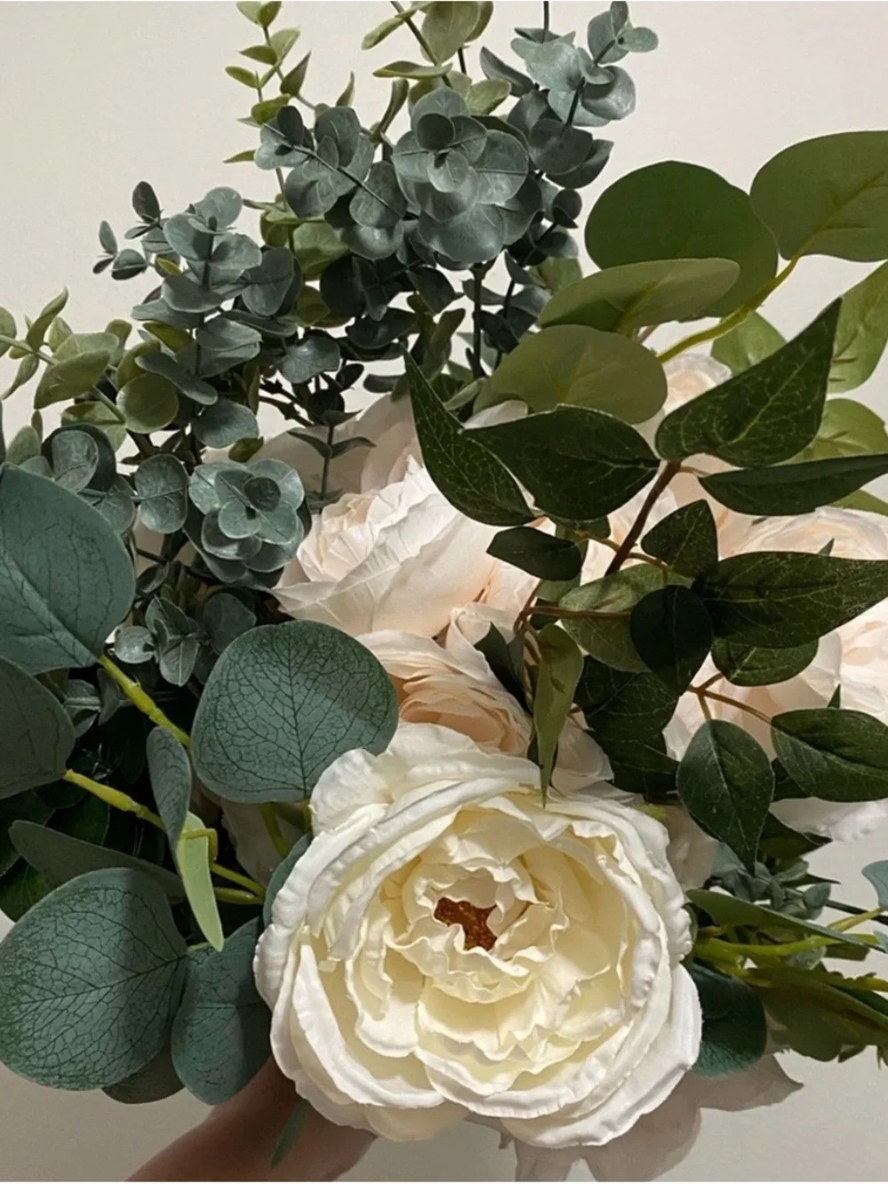 Bridal Wedding Bouquet Cream Blush White Faux Floral Greenery - NEW Final Sale